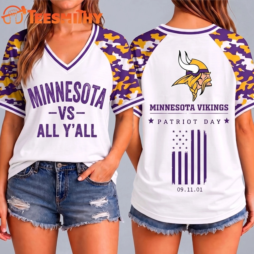 Minnesota Vikings NFL vs All Y' All United We Stand V Neck T Shirt
