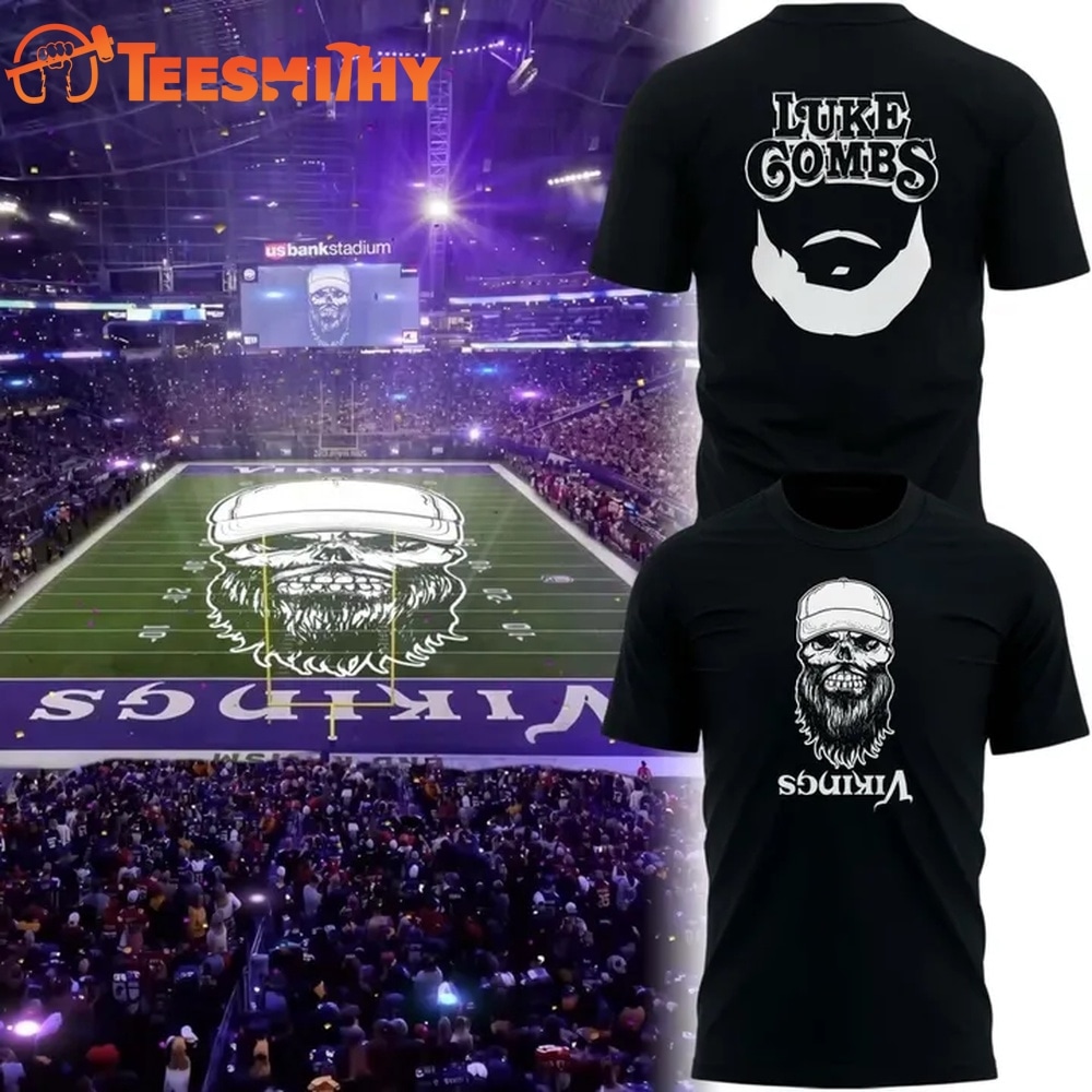 Minnesota Vikings x Luke Combs Skull Beard 2026 Black T Shirt