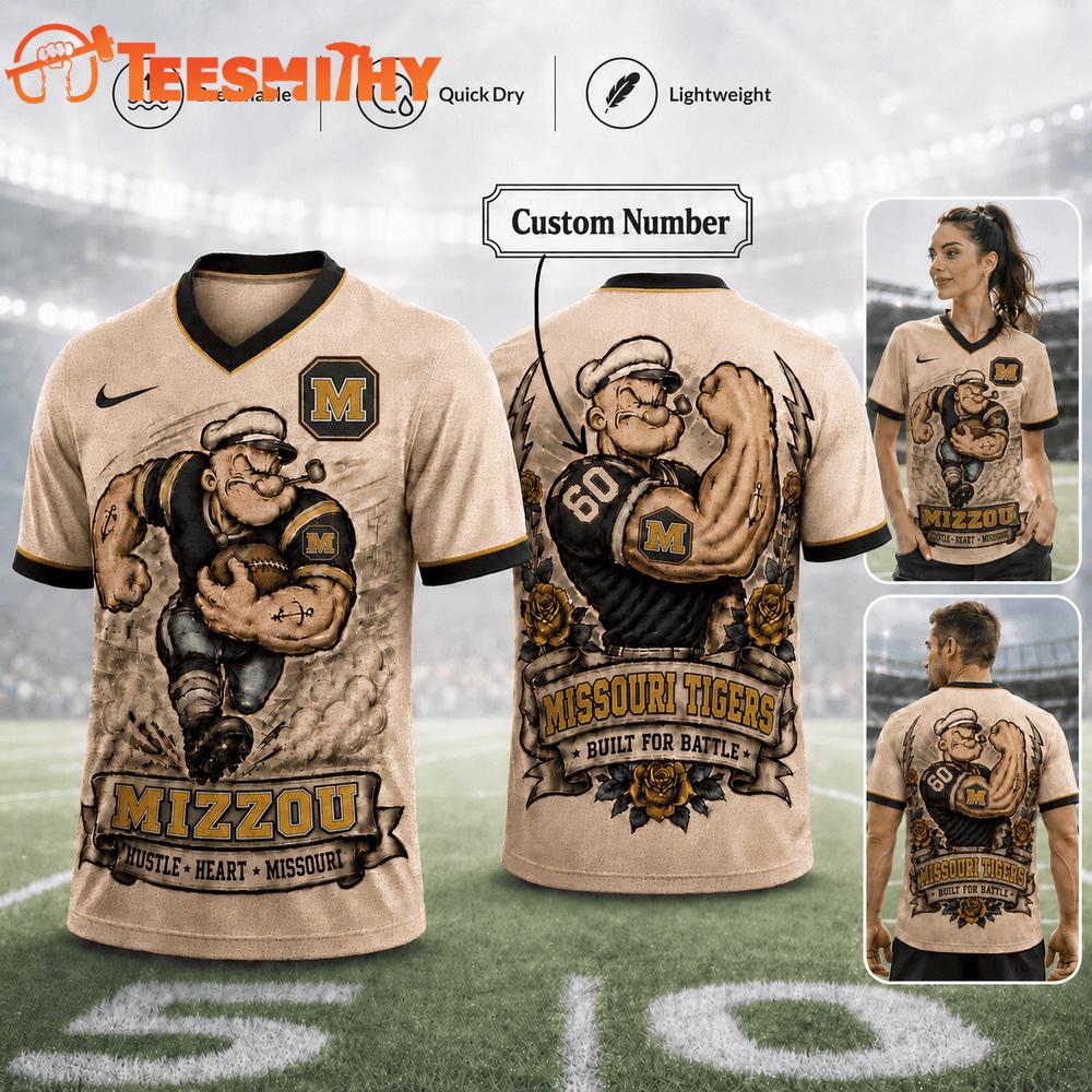 Missouri Tigers NCAA Popeye Vintage Tattoo Football Jersey