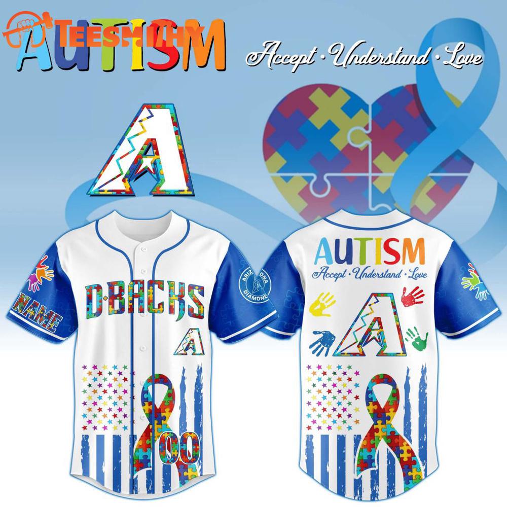 MLB Arizona Diamondbacks Autism Awareness Design Personalized Baseball Jersey
