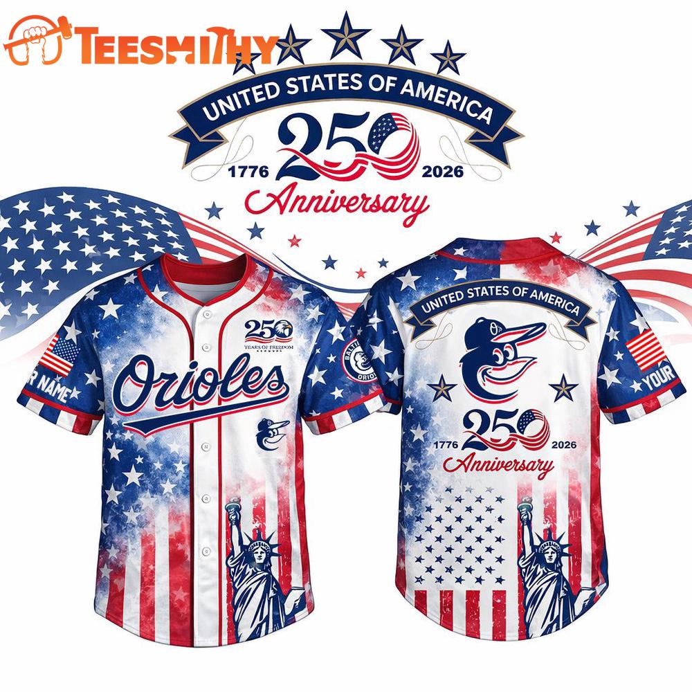 MLB Baltimore Orioles USA 250th Anniversary Personalized Baseball Jersey