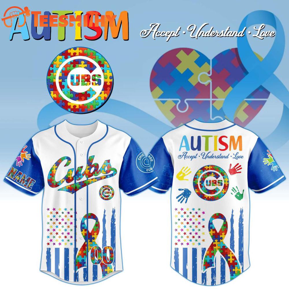 MLB Chicago Cubs Autism Awareness Design Personalized Baseball Jersey