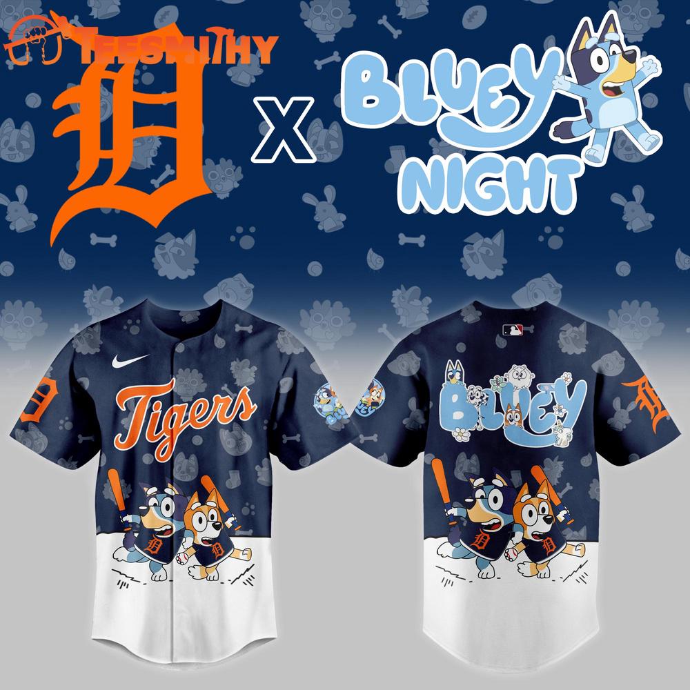 MLB Detroit Tigers Baseball Bluey Night 2025 Jersey Shirt