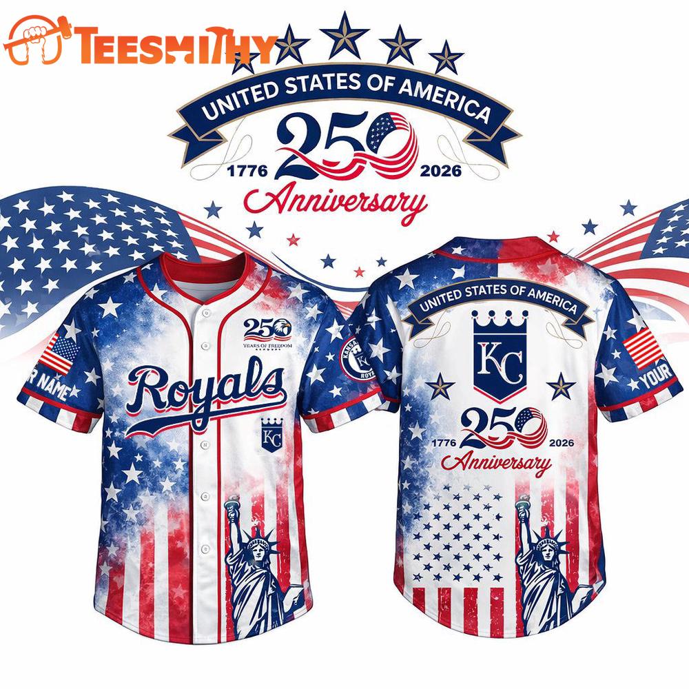 MLB Kansas City Royals USA 250th Anniversary Personalized Baseball Jersey