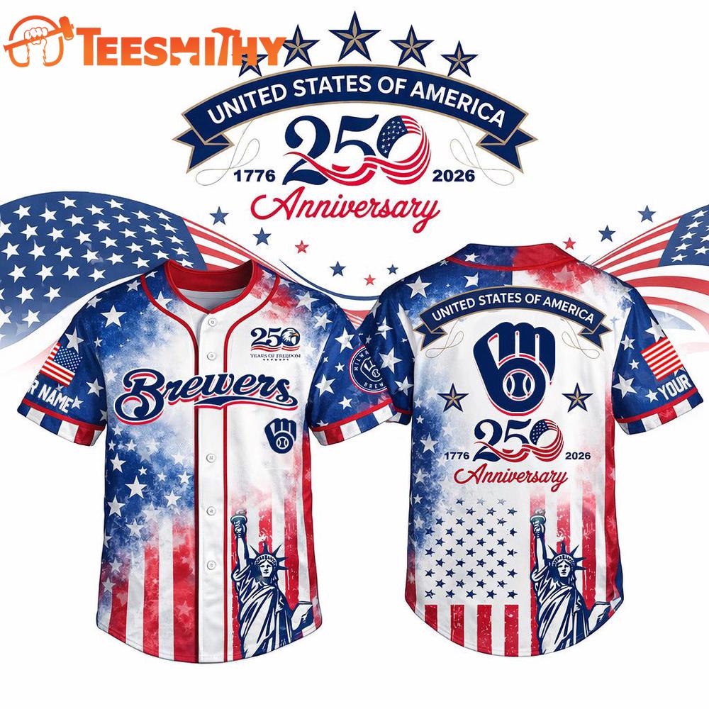 MLB Milwaukee Brewers USA 250th Anniversary Personalized Baseball Jersey