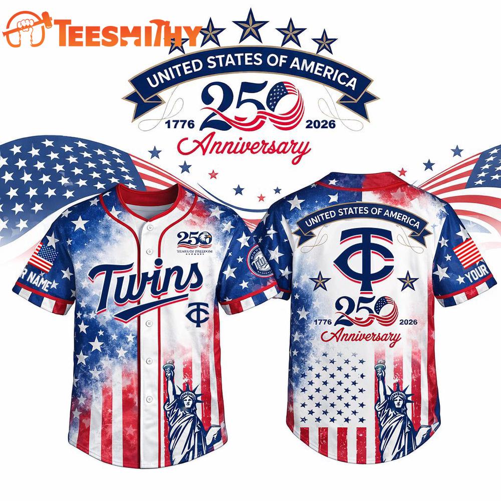 MLB Minnesota Twins USA 250th Anniversary Personalized Baseball Jersey