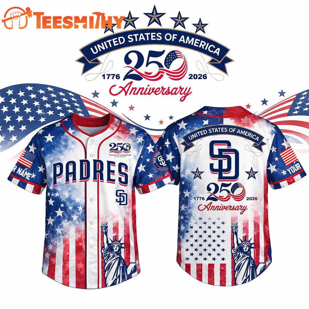 MLB San Diego Padres USA 250th Anniversary Personalized Baseball Jersey