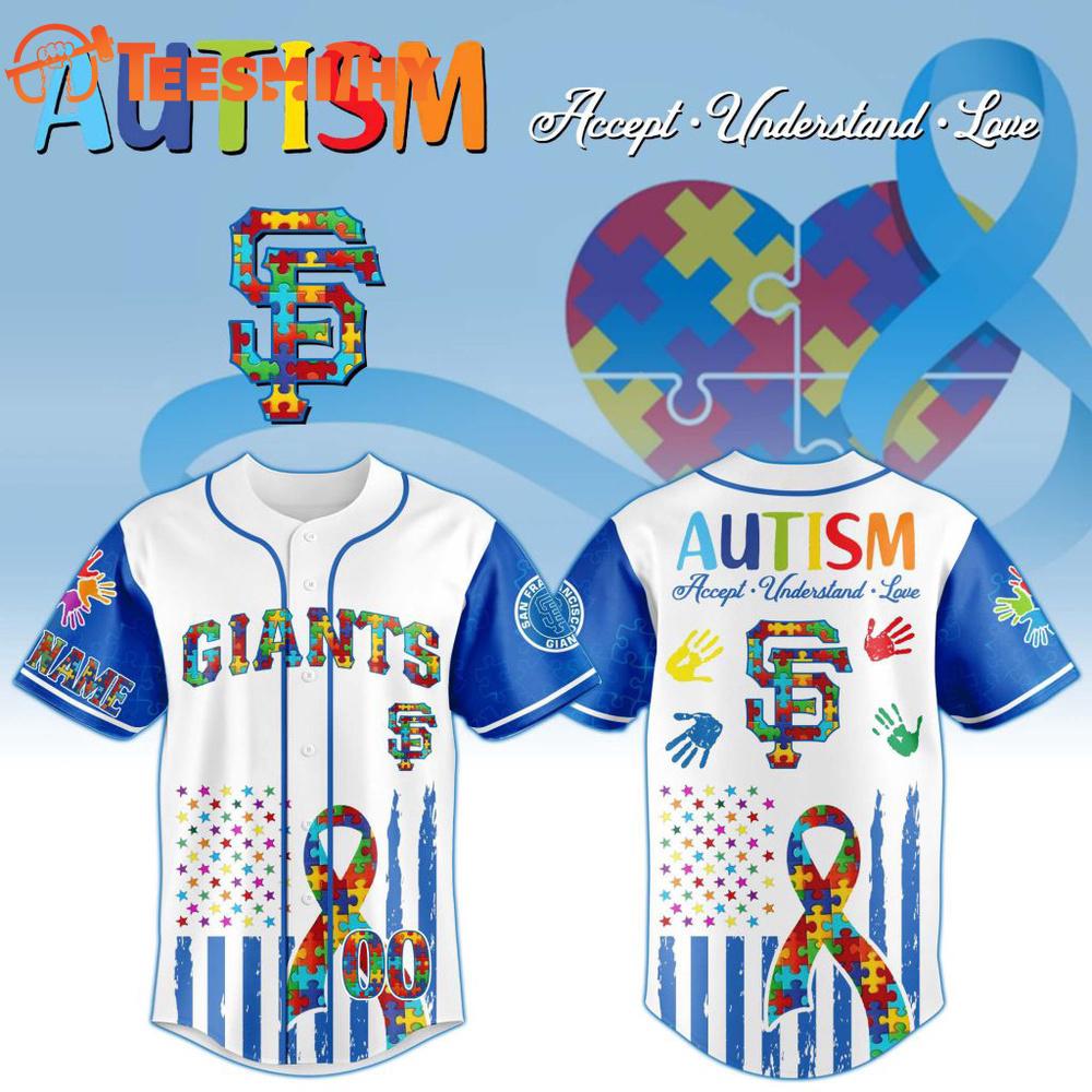 MLB San Francisco Giants Autism Awareness Design Personalized Baseball Jersey