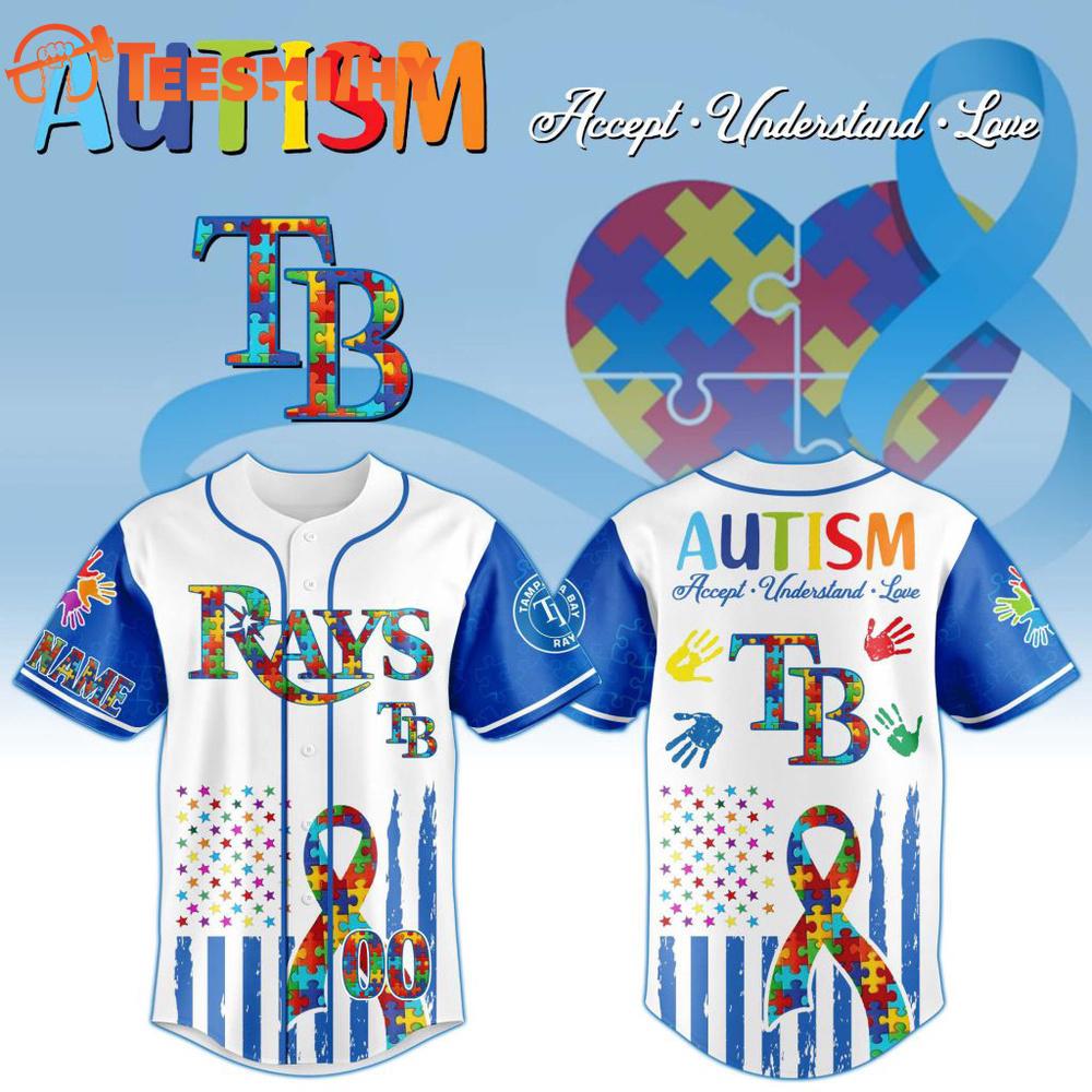 MLB Tampa Bay Rays Autism Awareness Design Personalized Baseball Jersey