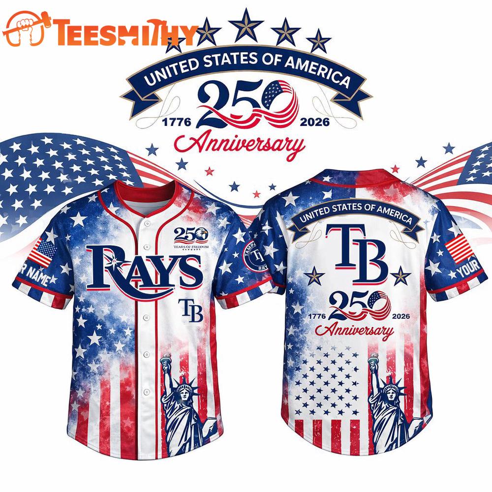MLB Tampa Bay Rays USA 250th Anniversary Personalized Baseball Jersey