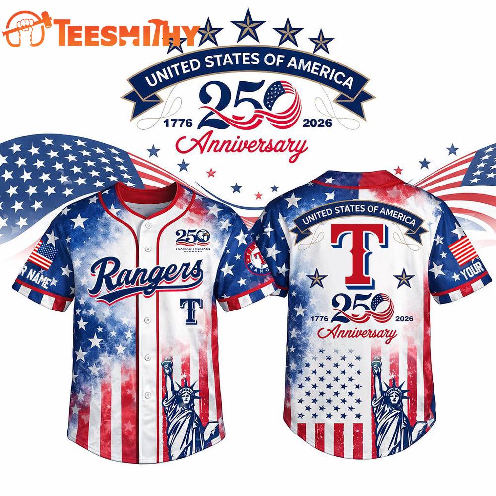 MLB Texas Rangers USA 250th Anniversary Personalized Baseball Jersey