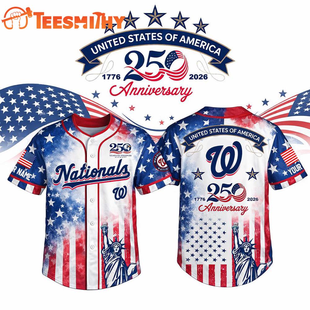 MLB Washington Nationals USA 250th Anniversary Personalized Baseball Jersey