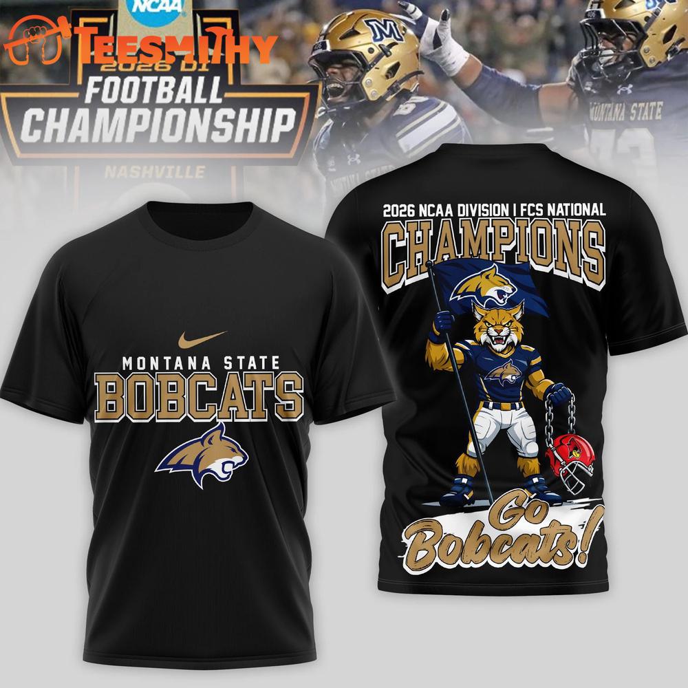 Montana State Bobcats 2026 NCAA Division I FCS National Champions Black 3D Shirt