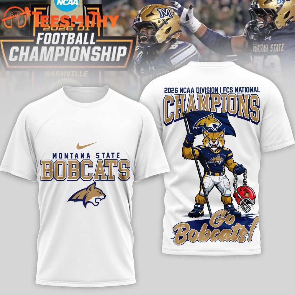Montana State Bobcats 2026 NCAA Division I FCS National Champions White 3D Shirt