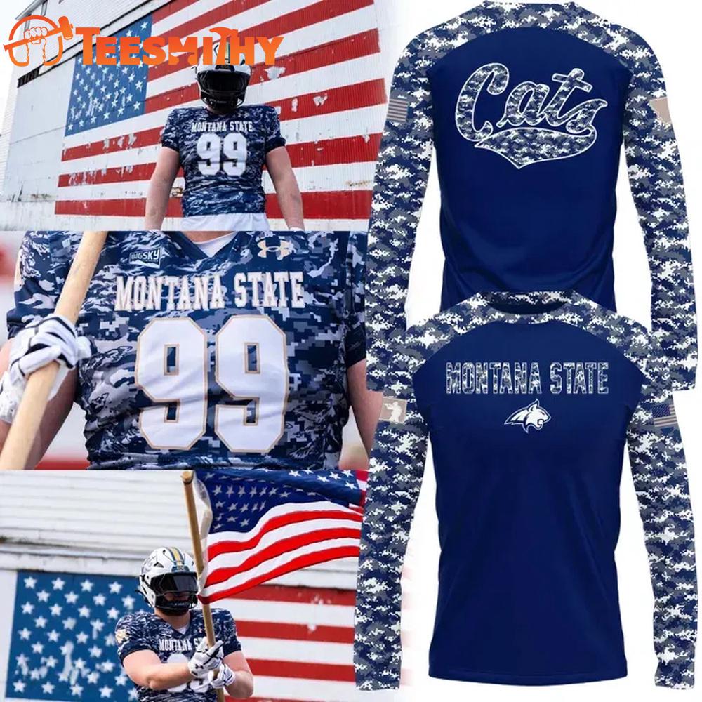Montana State Bobcats Camo 2025 Salute to Service Long Sleeve Shirt