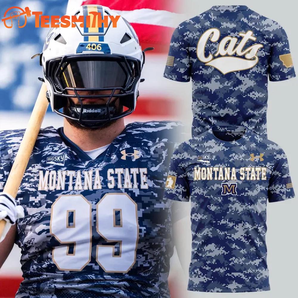 Montana State Bobcats Football 2025 Salute to Service T Shirt