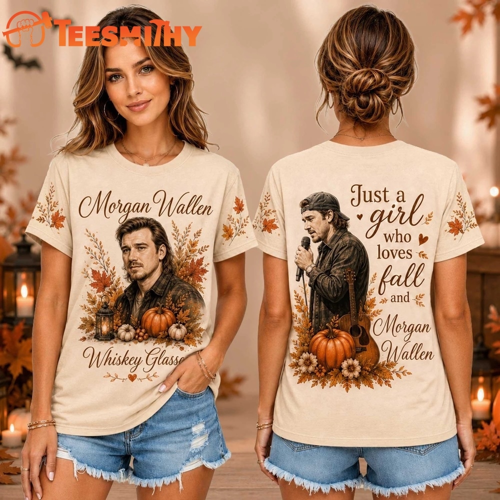 Morgan Wallen Autumn Leaves Pumpkin Portrait Unisex 3D Shirt