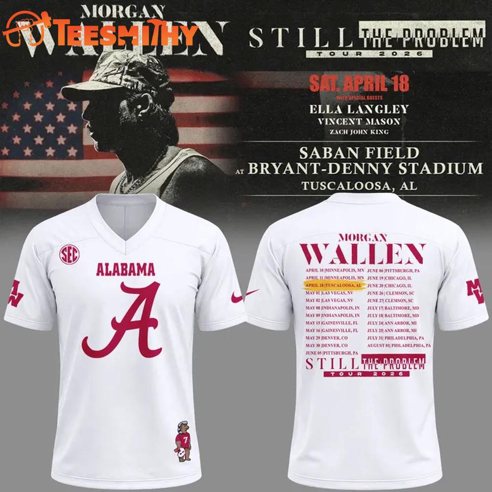 Morgan Wallen x Alabama Crimson Tide Special New 2026 White Football Jersey