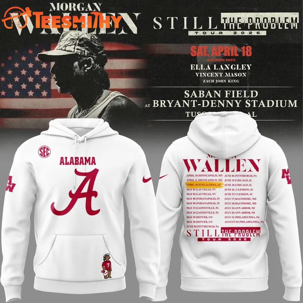 Morgan Wallen x Alabama Crimson Tide Special New 2026 White Hoodie