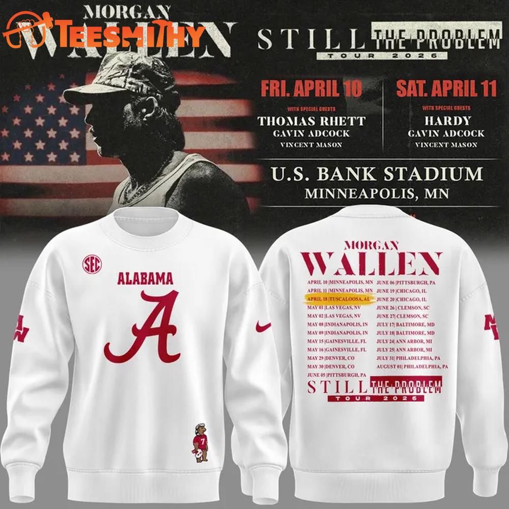 Morgan Wallen x Alabama Crimson Tide Special New 2026 White Sweatshirt