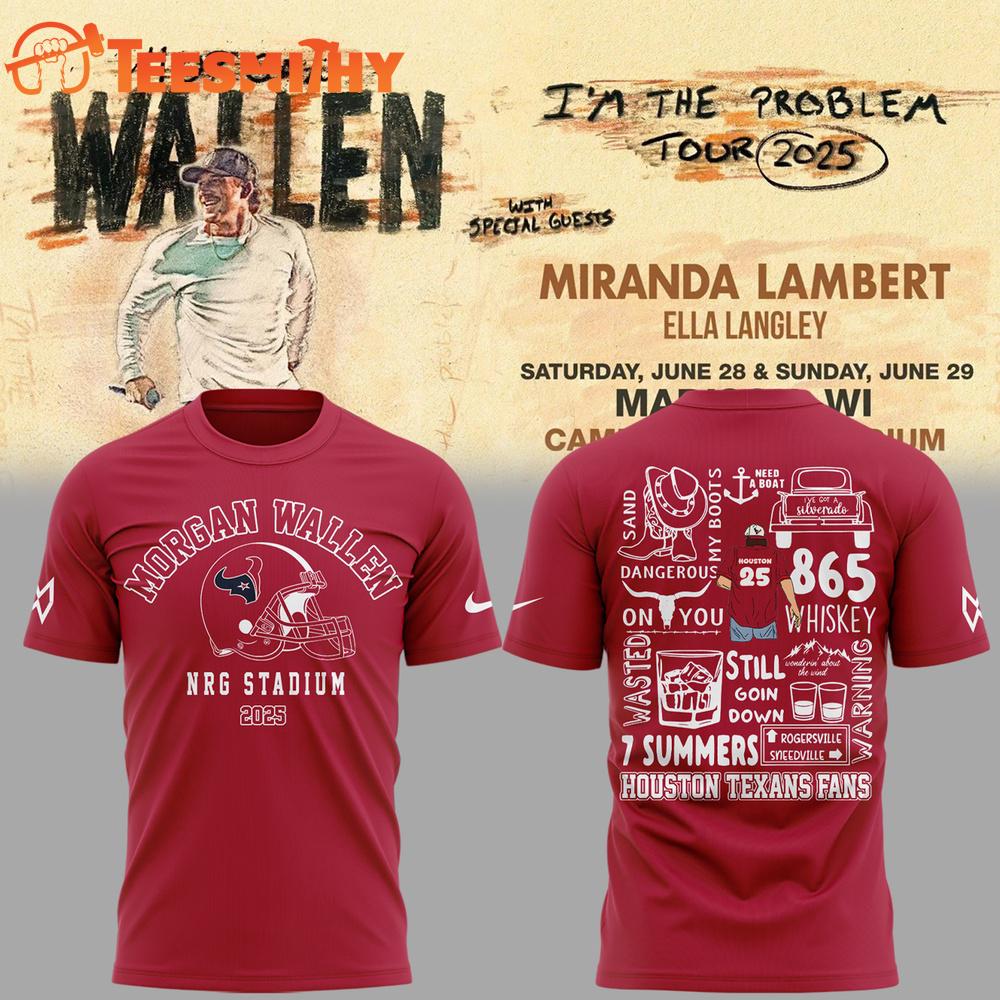 Morgan Wallen x Houston Texans 2025 Red T Shirt Morgan Wallen x Houston Texans 2025 Red T Shirt