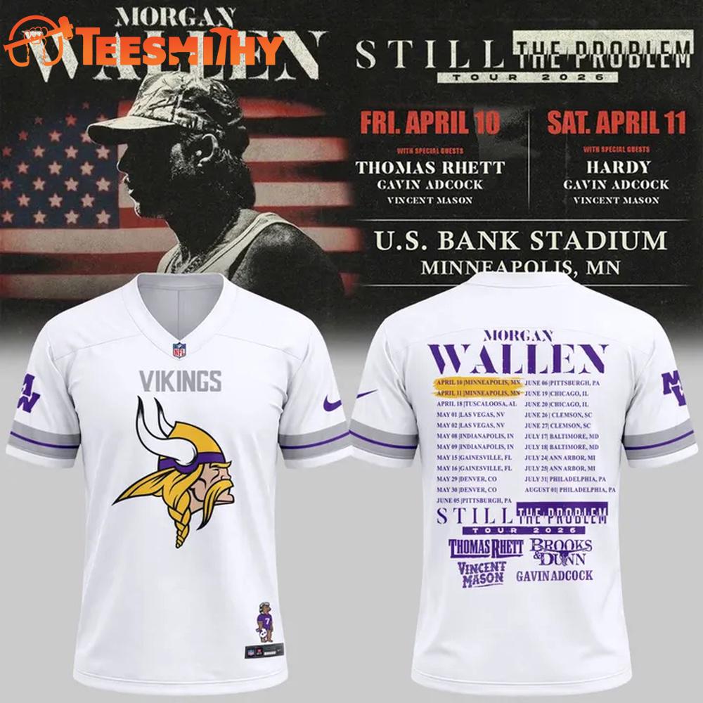 Morgan Wallen x Minnesota Vikings Special New 2026 White Football Jersey