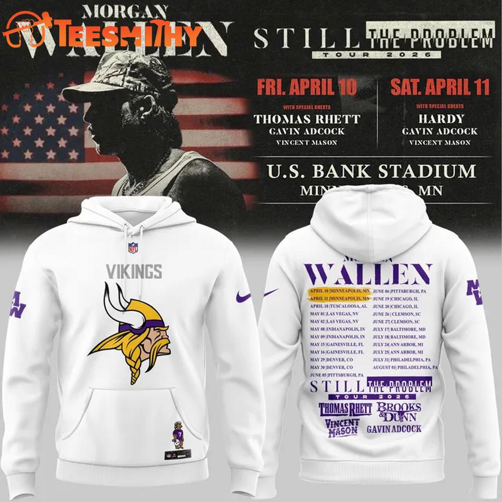 Morgan Wallen x Minnesota Vikings Special New 2026 White Hoodie