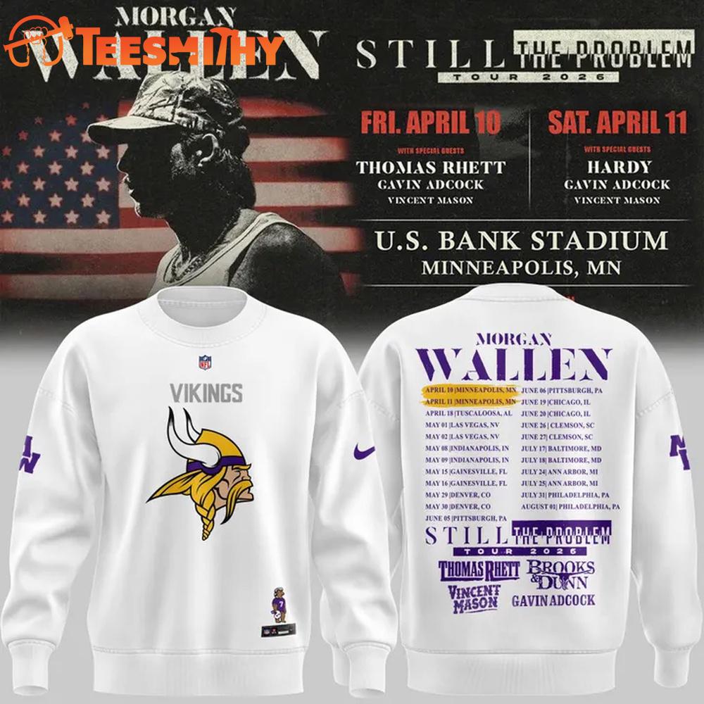 Morgan Wallen x Minnesota Vikings Special New 2026 White Sweatshirt