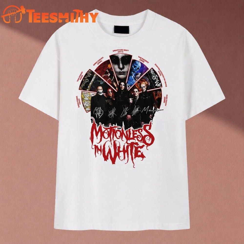 Motionless In White Band Graphic Logo Album Wheel T Shirt