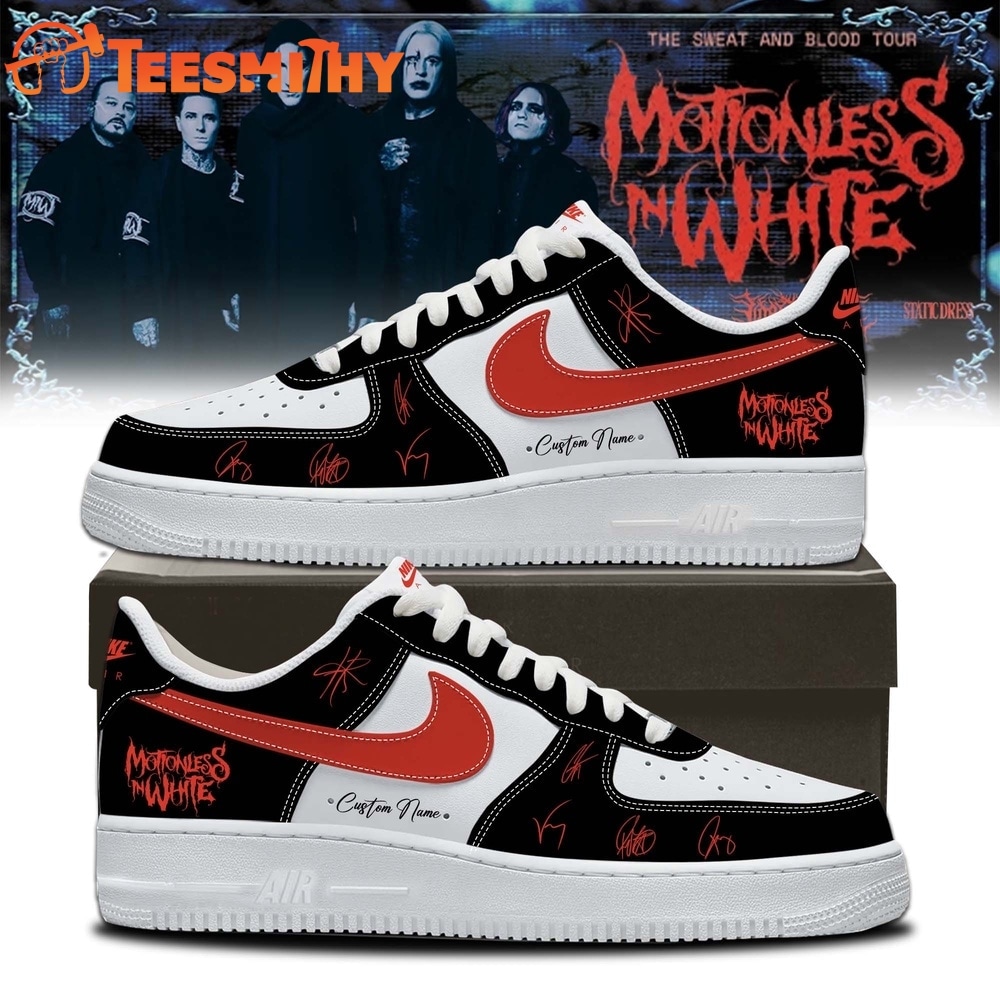 Motionless In White The Sweat And Blood Tour Signed 2026 Black Air Force 1 Shoes Sneakers