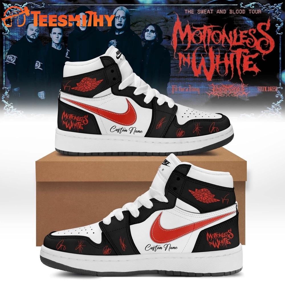 Motionless In White The Sweat And Blood Tour Signed 2026 Black Air Jordan 1 Hightop Shoes