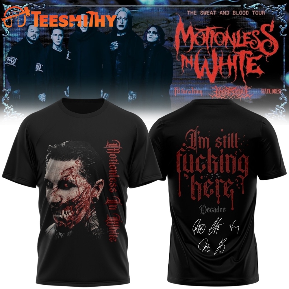 Motionless In White The Sweat And Blood Tour Signed 2026 Graphic Design T Shirt