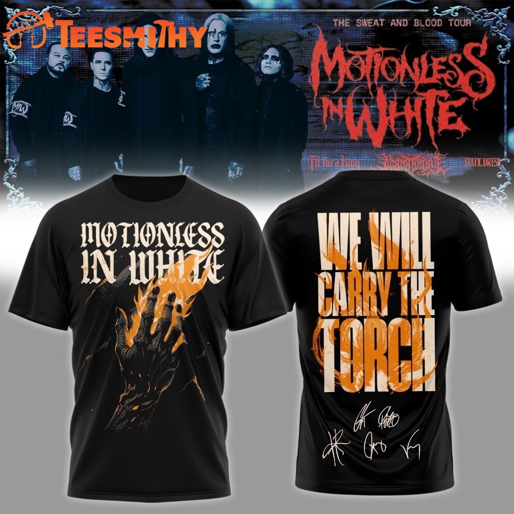Motionless In White The Sweat And Blood Tour Signed 2026 New Design T Shirt
