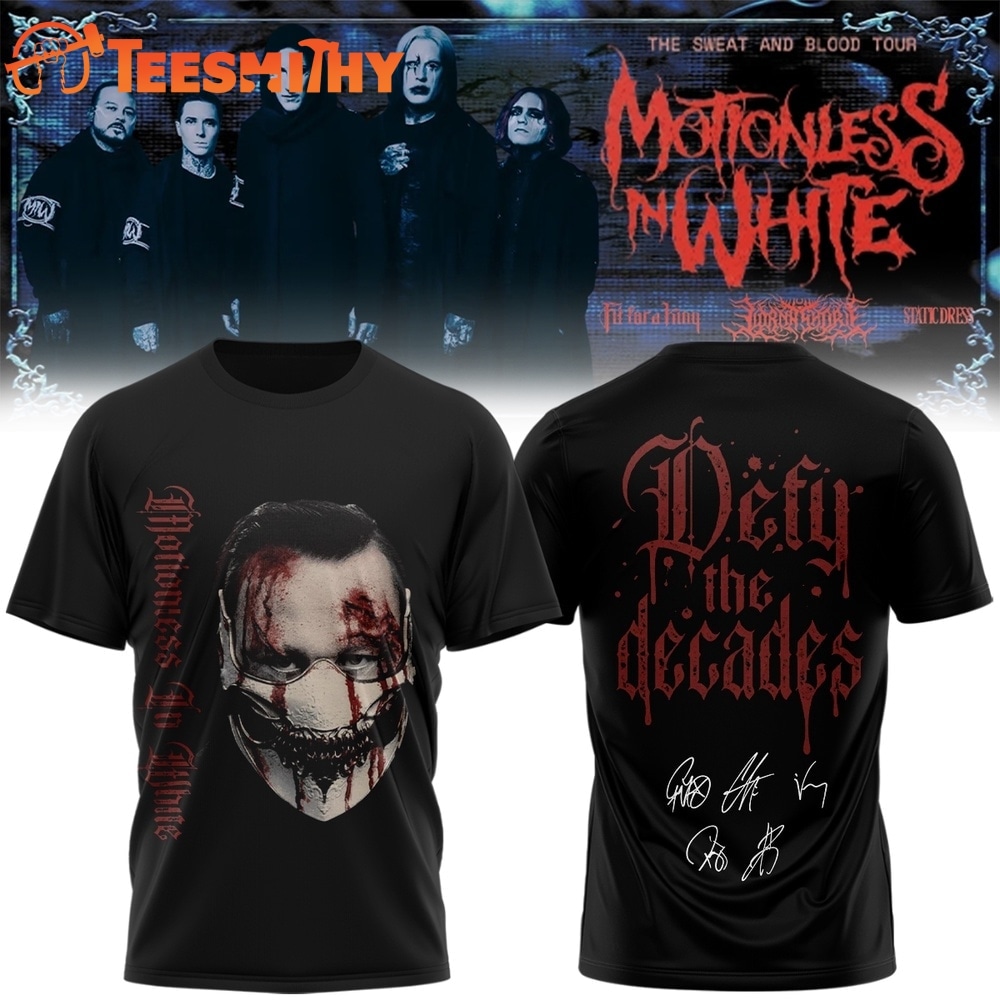 Motionless In White The Sweat And Blood Tour Signed 2026 Special New T Shirt