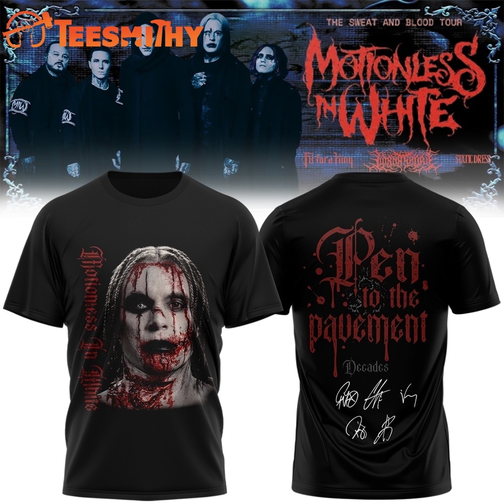 Motionless In White The Sweat And Blood Tour Signed 2026 T Shirt
