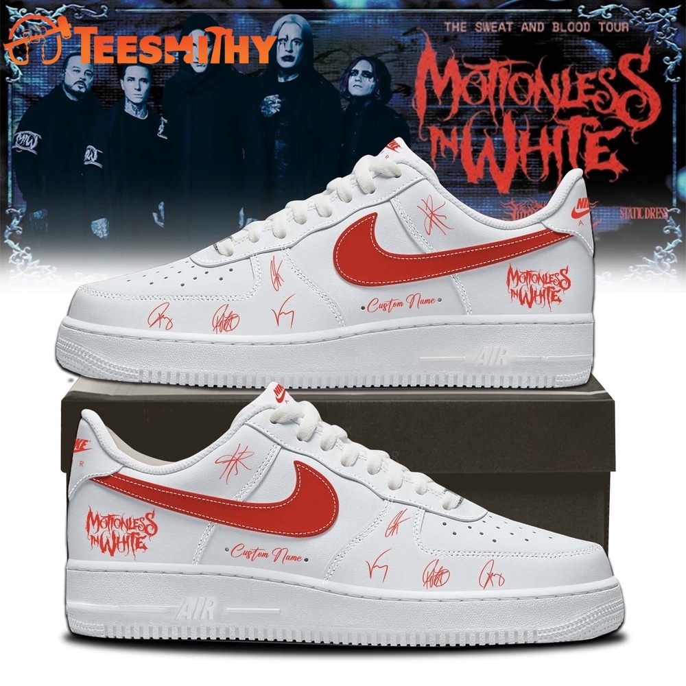 Motionless In White The Sweat And Blood Tour Signed 2026 White Air Force 1 Shoes Sneakers