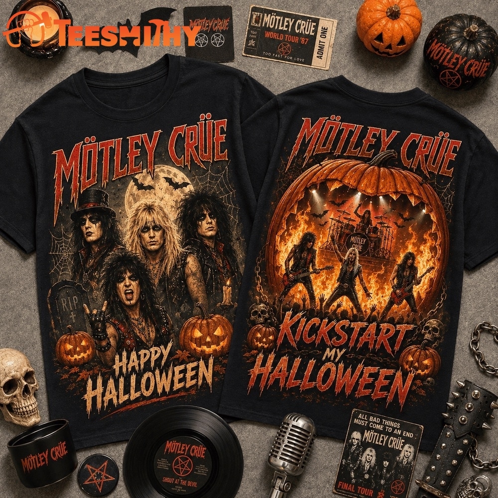 Mötley Crue Halloween Vintage Graphic Spooky Music Fan Shirt