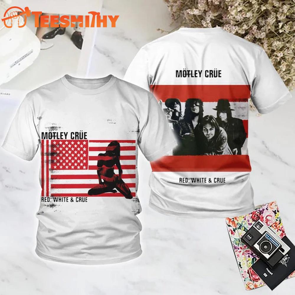 Motley Crue Red White & Crue All Over Print T Shirt