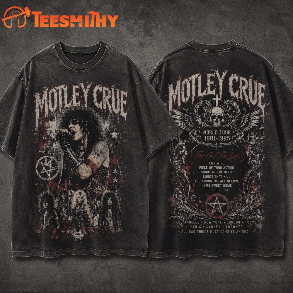 Motley Crue, World Tour 1981 1985, Rock Band Graphic, Metal Fan Gift 3D Shirt
