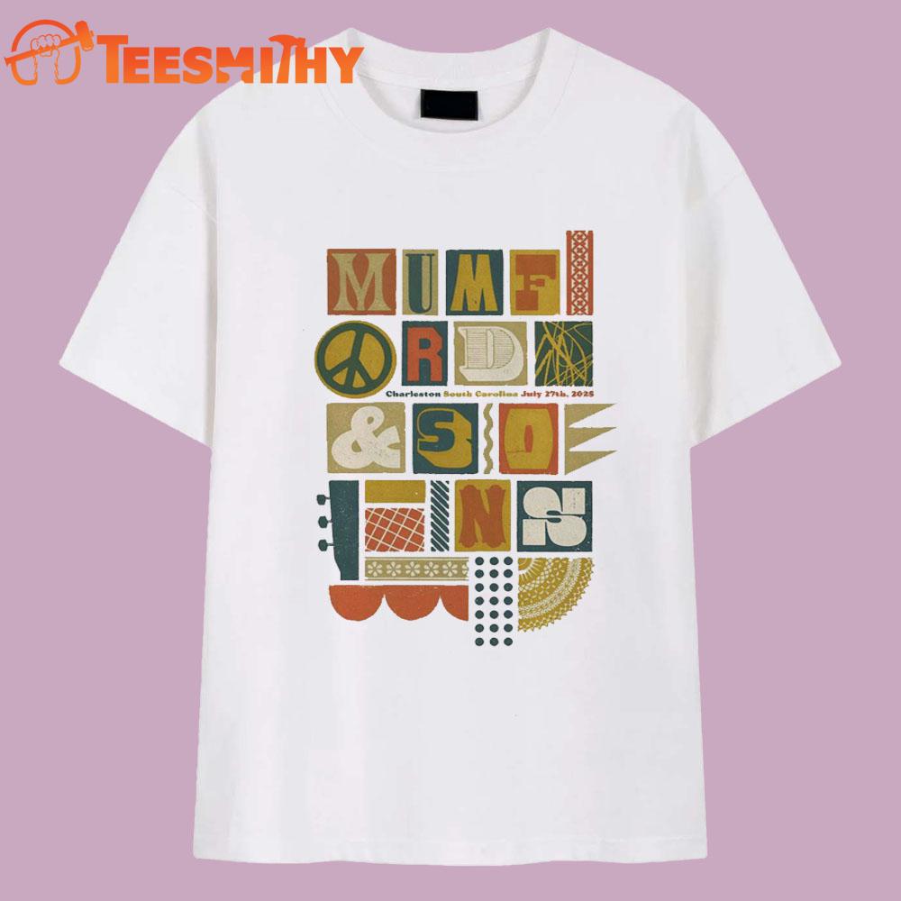 Mumford And Sons Charleston SC On July 27 2025 Tour T Shirt Mumford And Sons Charleston SC On July 27 2025 Tour T Shirt