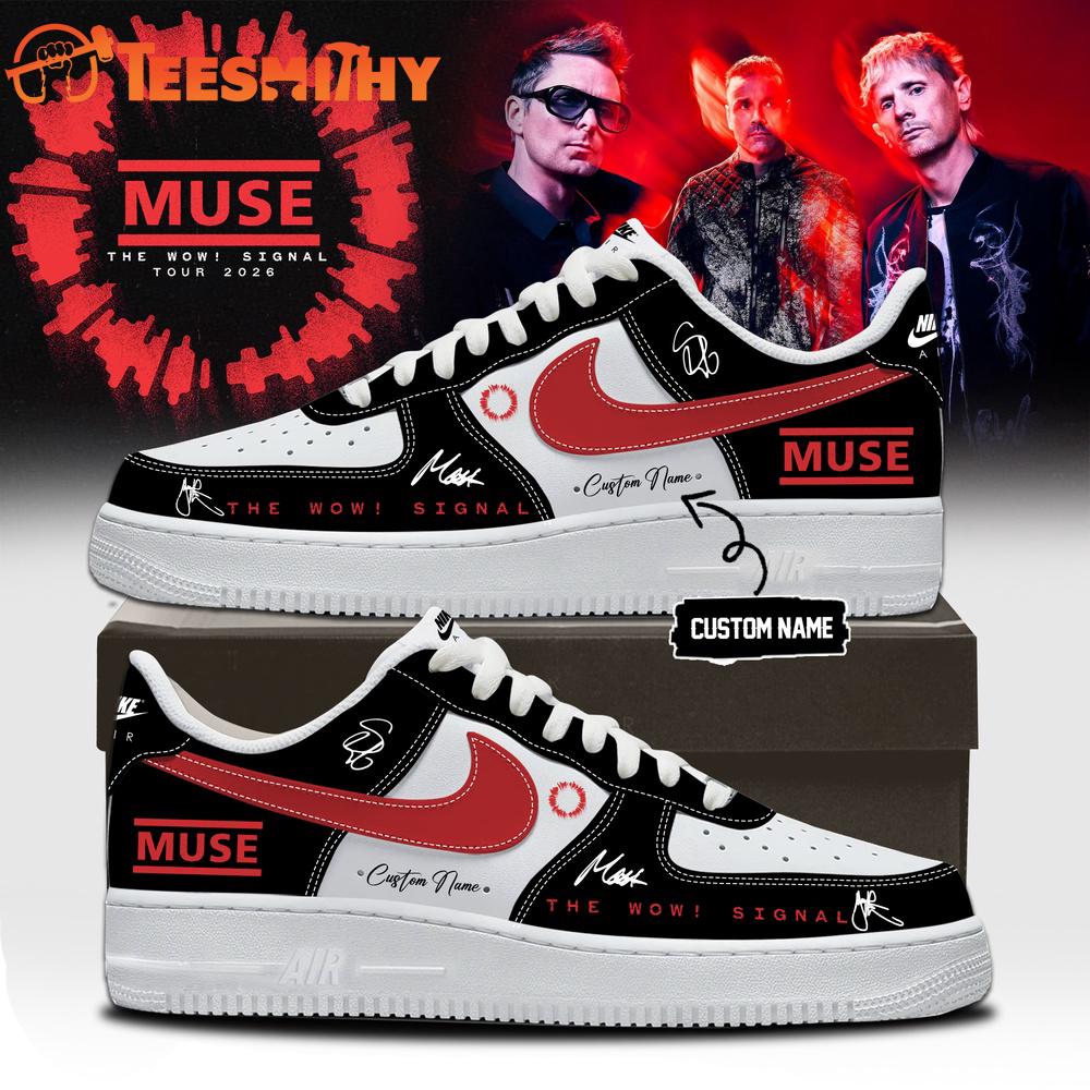 Muse The Wow Signal Tour 2026 Limited Edition Signature Black Air Force 1 Shoes
