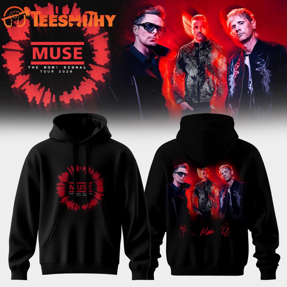 Muse The Wow Signal Tour 2026 Limited Edition Signature Black Hoodie