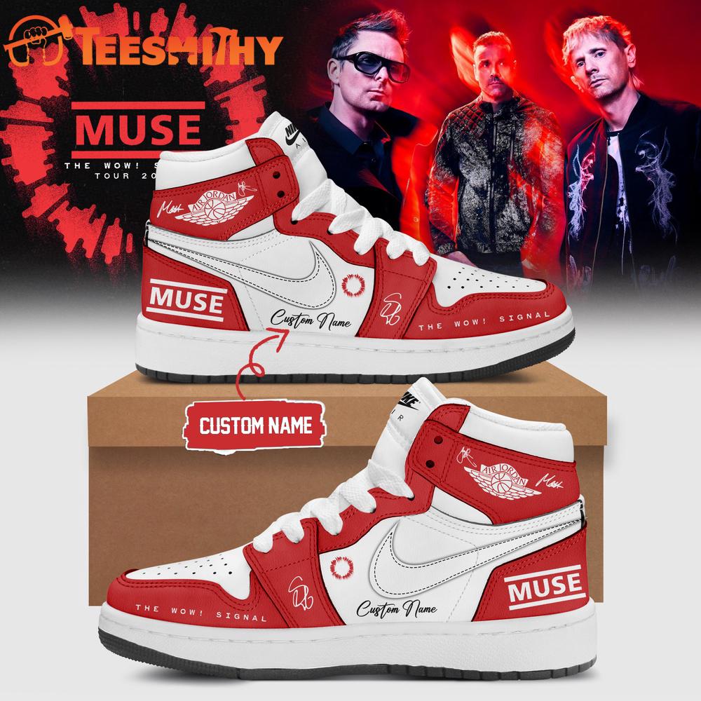 Muse The Wow Signal Tour 2026 Limited Edition Signature Red Air Jordan 1 Shoes