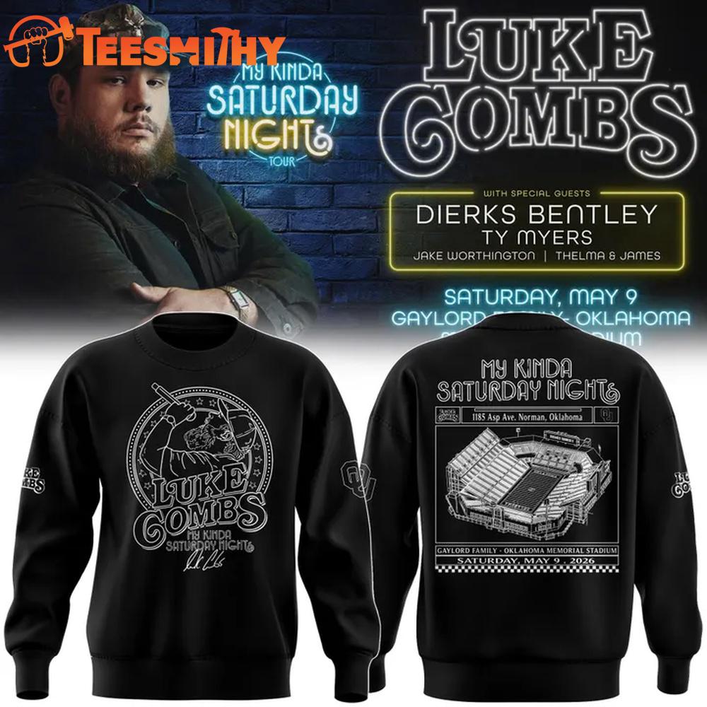 My Kinda Saturday Night Tour Luke Combs x Oklahoma Sooners 2026 Black Sweatshirt