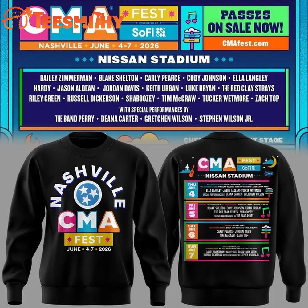Nashville CMA Country Music Association Festival 2026 Nissan Stadium Black Sweatshirt