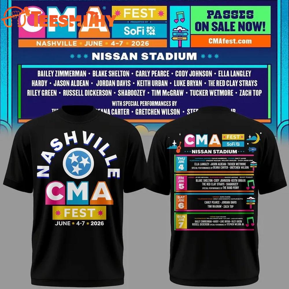Nashville CMA Country Music Association Festival 2026 Nissan Stadium Black T Shirt