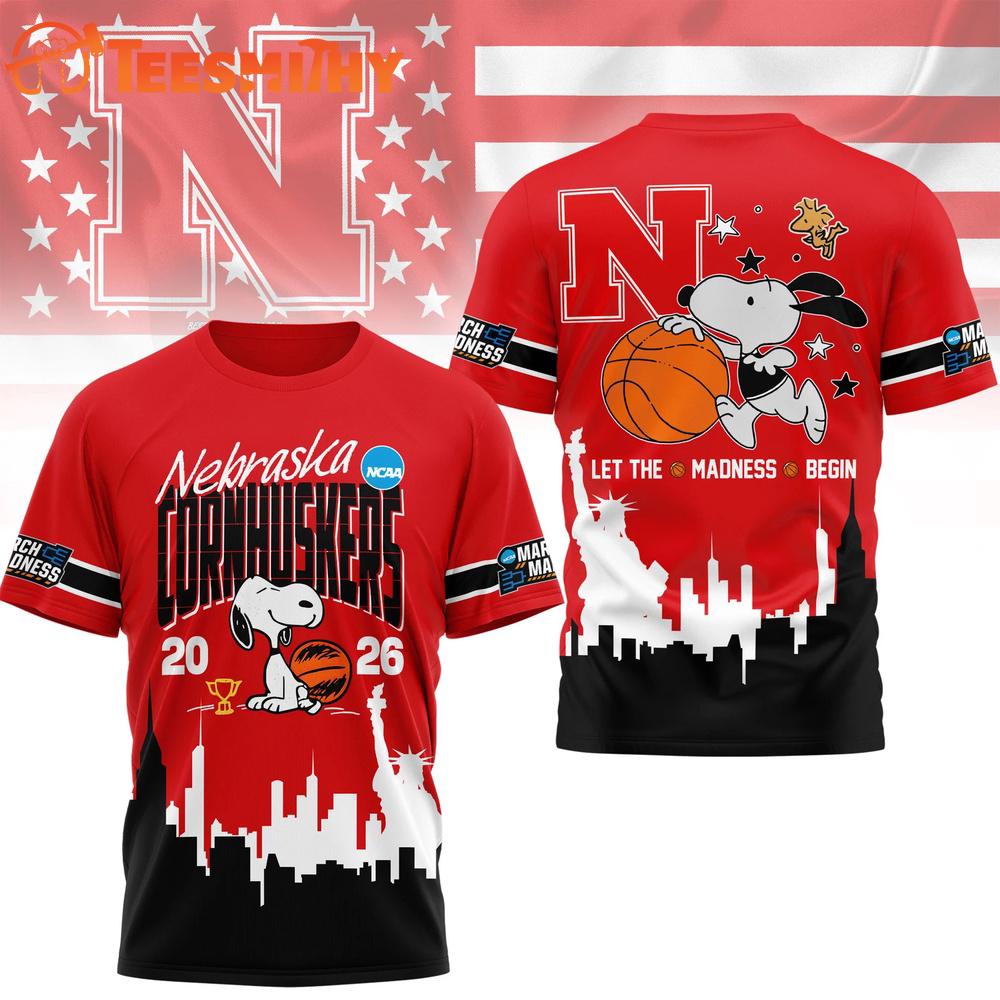 Nebraska Cornhuskers 2026 NCAA March Madness x Snoopy New Design 3D Shirt