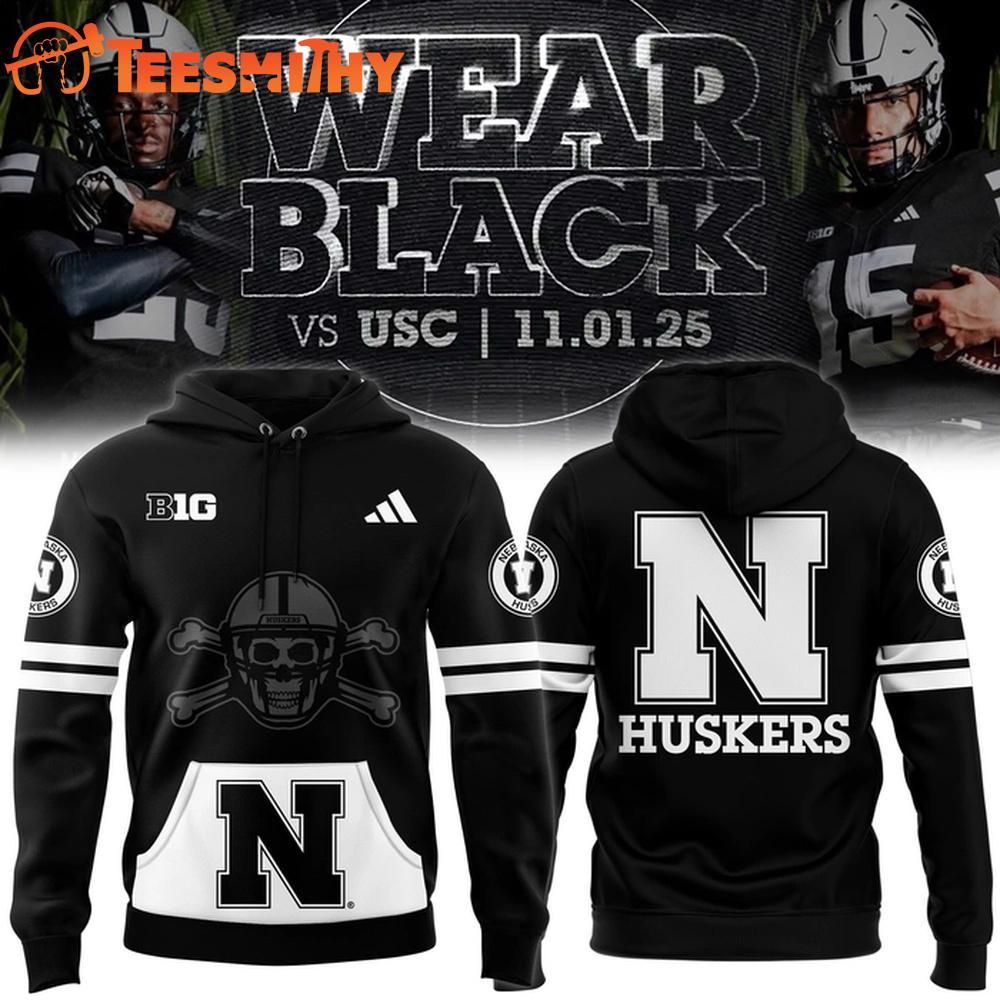 Nebraska Cornhuskers Football 2025 Blackout Hoodie Shirt