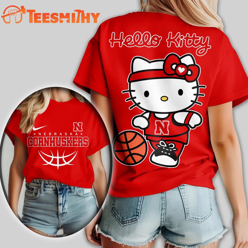 Nebraska Cornhuskers NCAA Hello Kitty Basketball Unisex 3D T Shirt