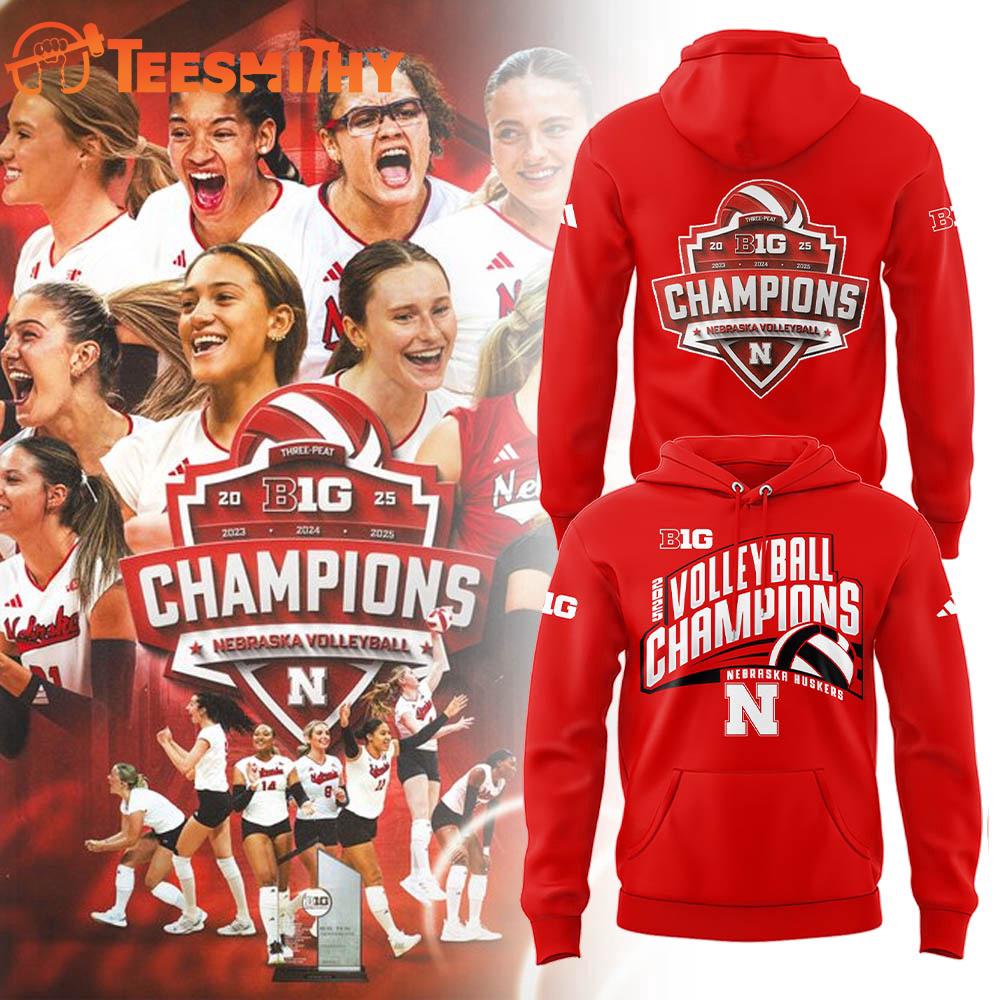 Nebraska Cornhuskers Volleyball 2025 Champions Limited Edition Red Hoodie